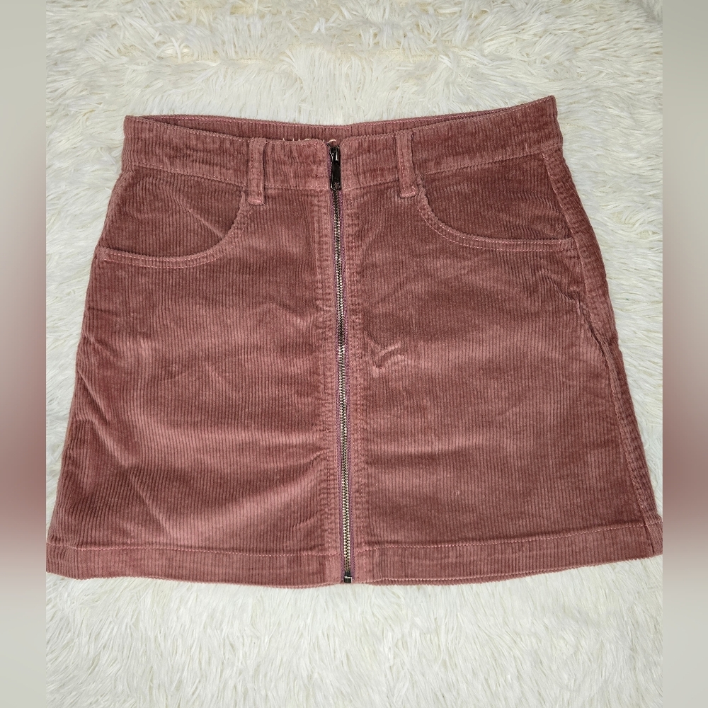 American Eagle Corduroy Zip-Front Skirt - Pink